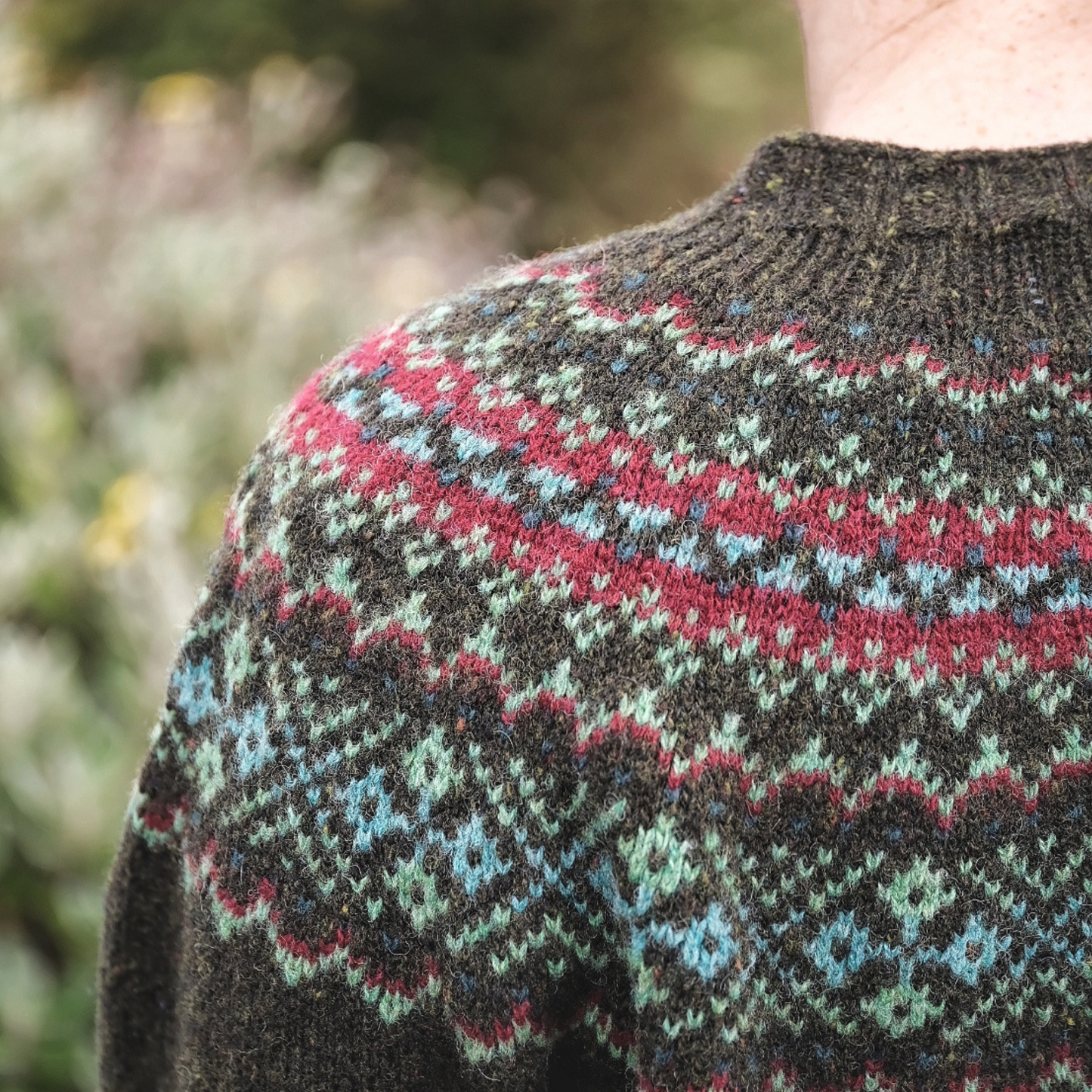 Ladies Harley of Scotland Harris Lambswool Fairisle Crew Neck Sweater