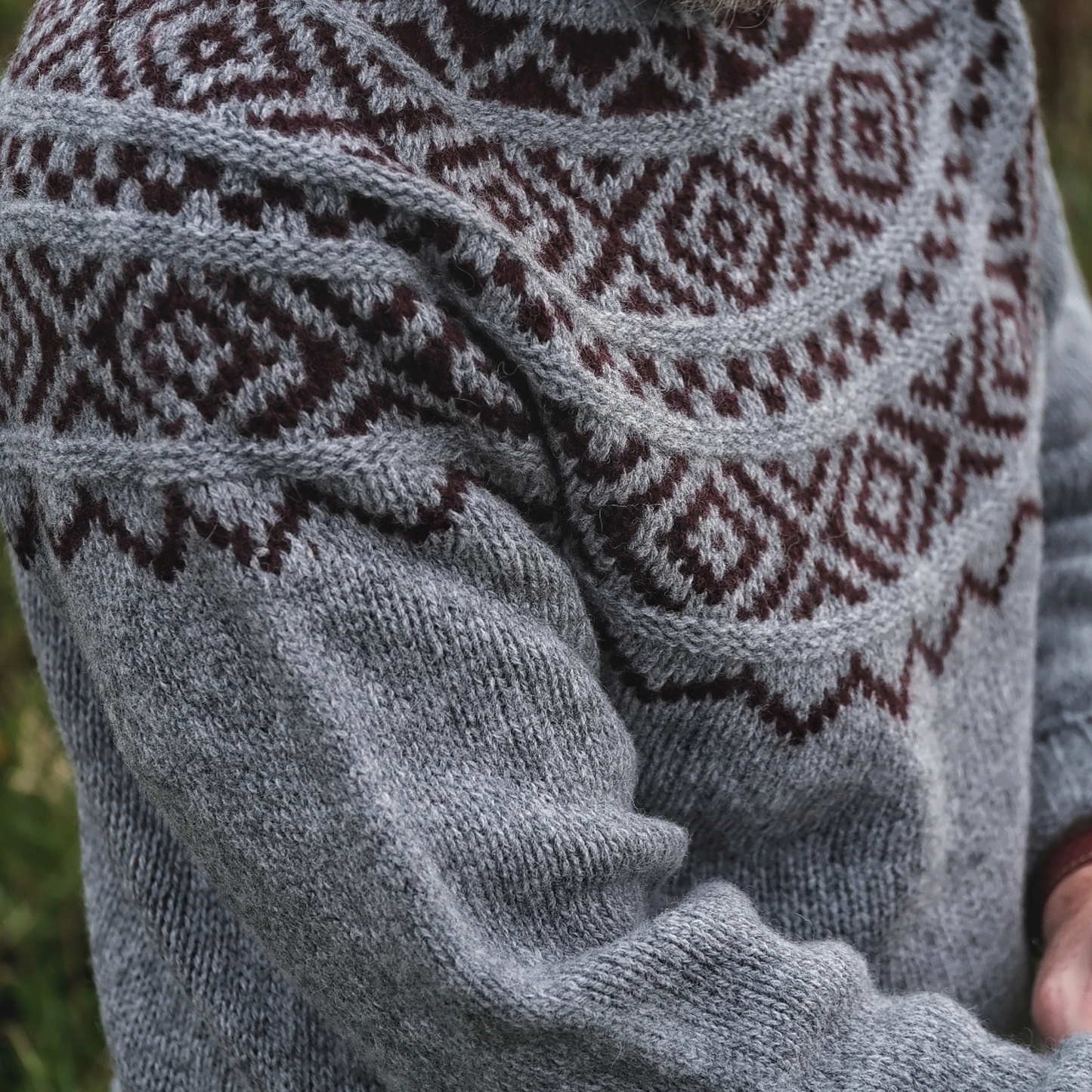 Harley of Scotland Men's Fairisle Yoke Crew Neck Sweater