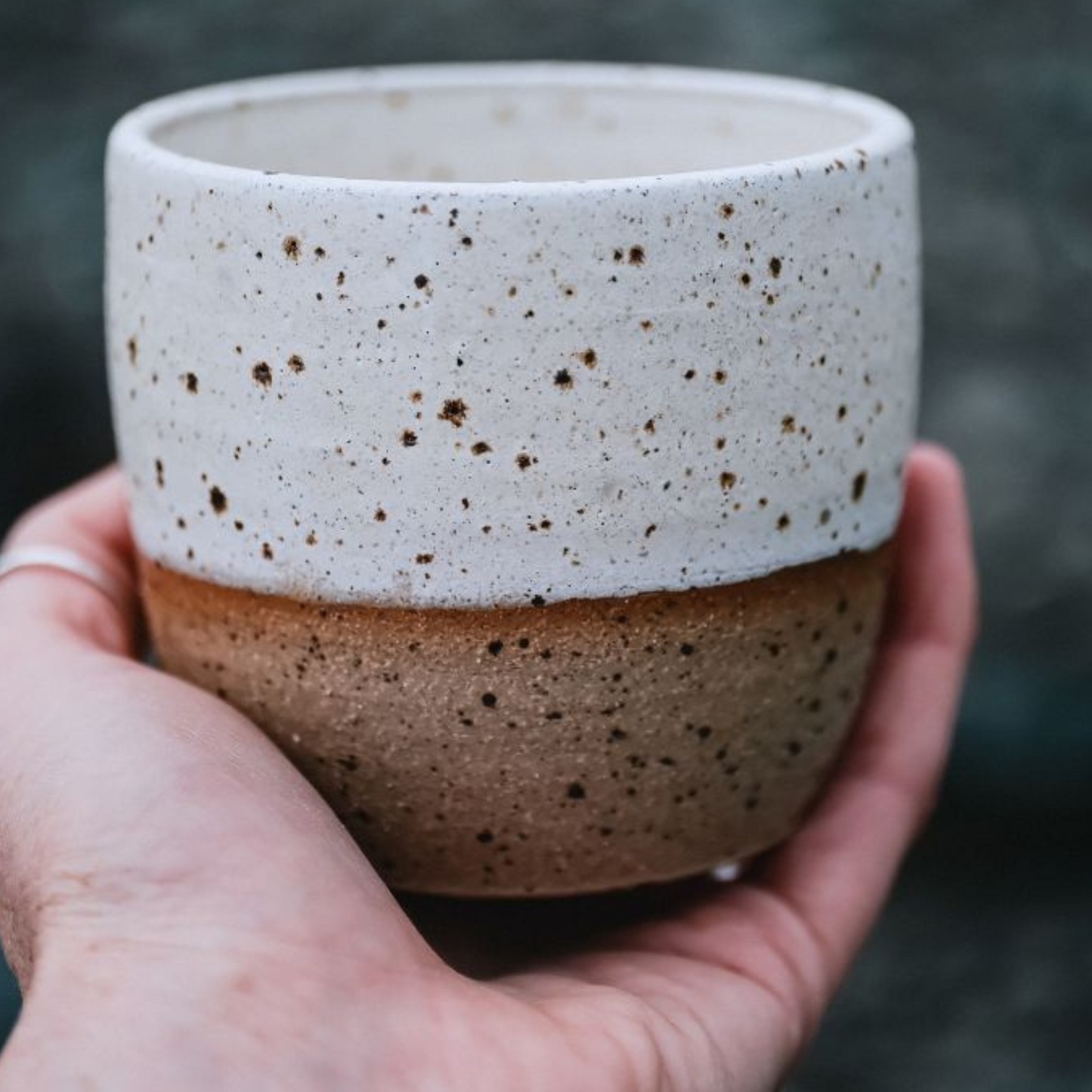 Large Hand Thrown Skye Round Tumbler Cup (White or Coral Blue)