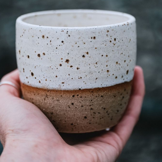 Large Hand Thrown Skye Round Tumbler Cup (White or Coral Blue)