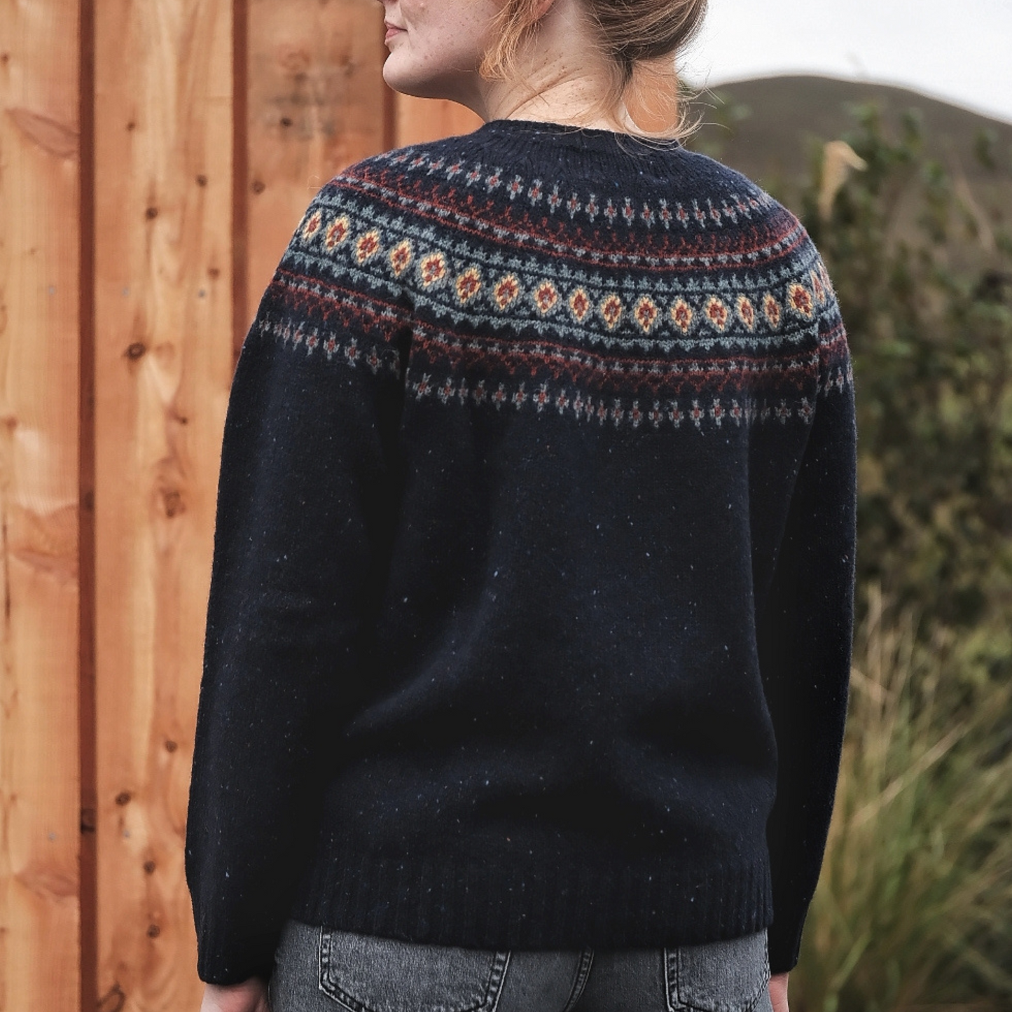 Ladies Harley of Scotland Jura Lambswool Fairisle Crew Neck Sweater