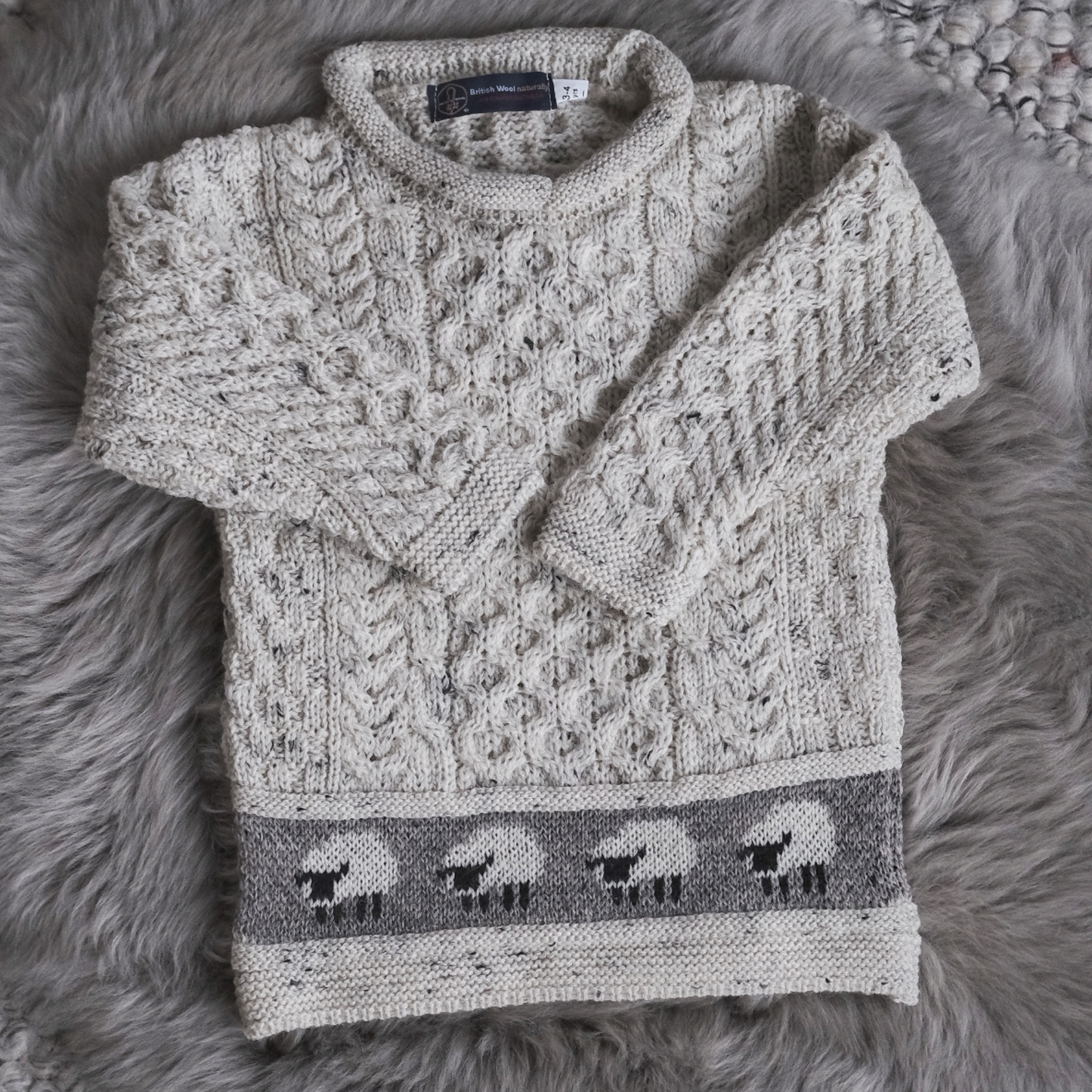 Children's Aran Sheep Sweater in Nep