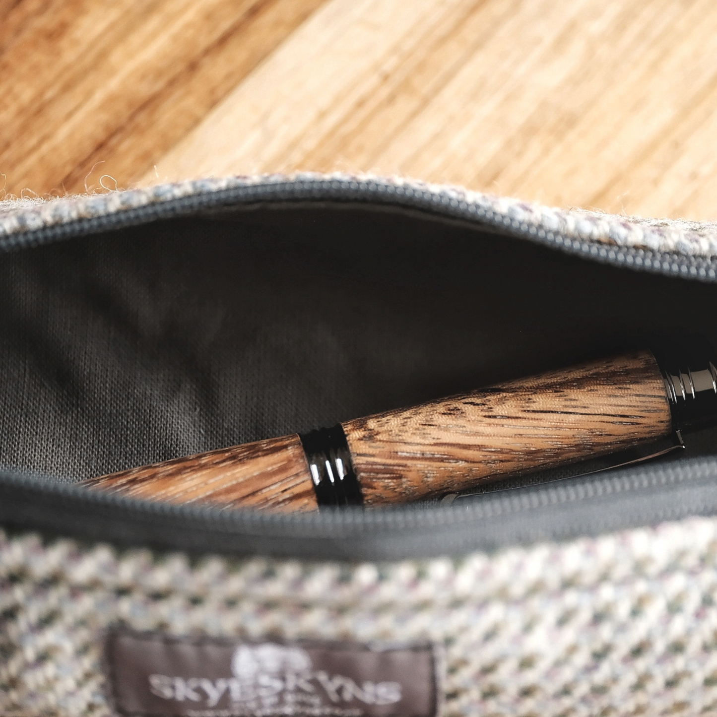 Skye Tweed Pencil Case in Heather or Grey