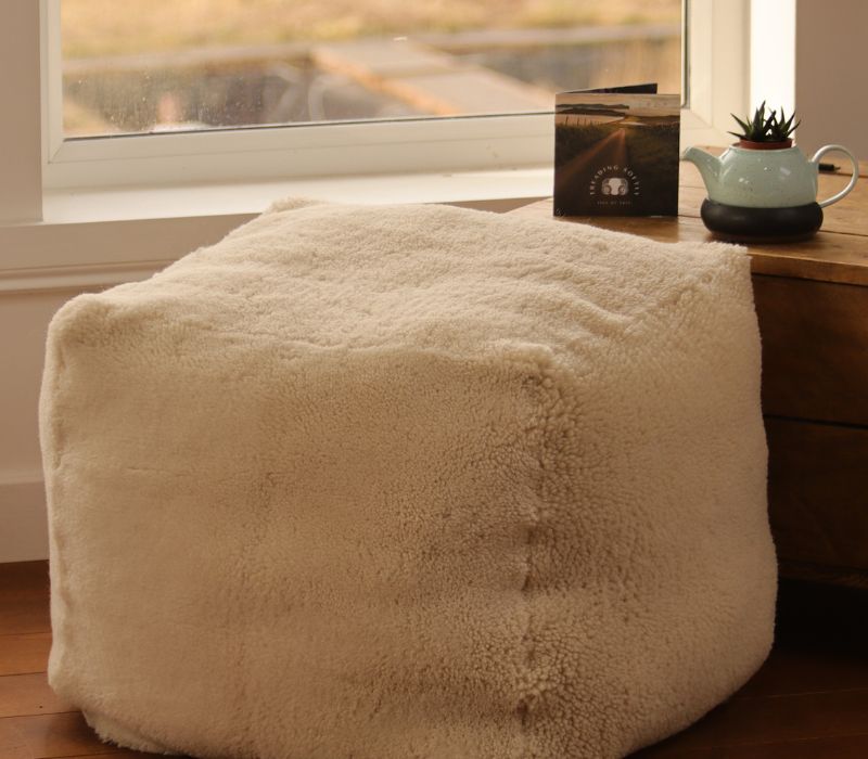 Extra Tall Square Cream Pouffe (50X50cm)