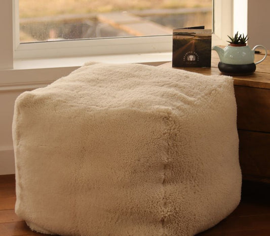 Extra Tall Square Cream Pouffe (50X50cm)