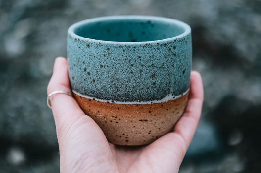 Small Hand Thrown Skye Tumbler Cup (White or Coral Blue)