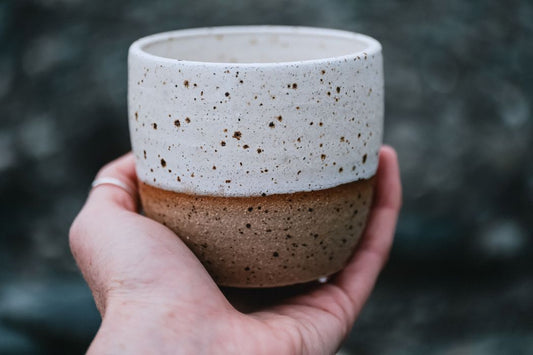 Large Hand Thrown Skye Round Tumbler Cup (White or Coral Blue)