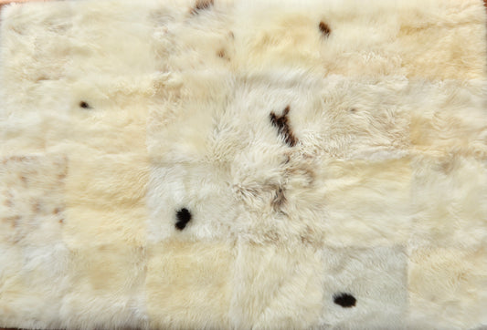 Cappucccino & White Checked Mosaic Sheepskin Rug - 6x4ft