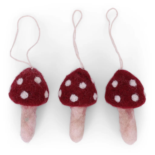 Red Mushrooms - Set Of 3