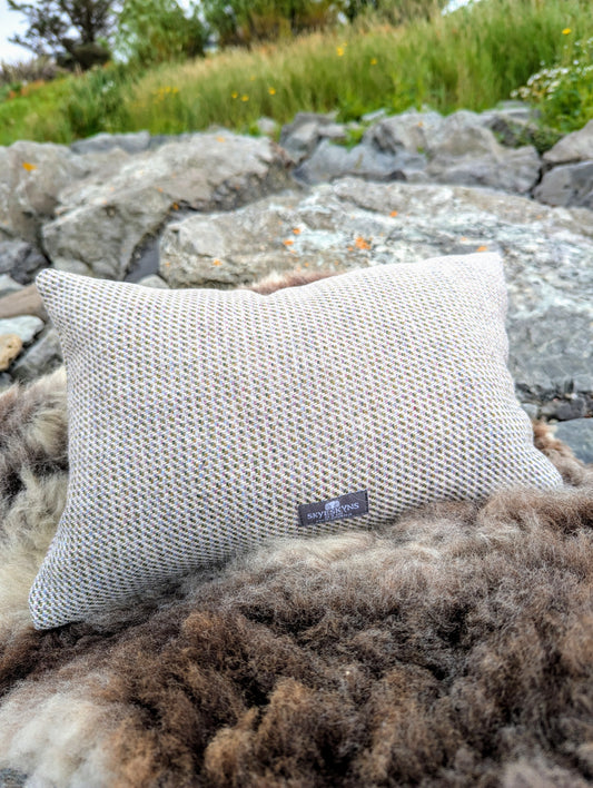 Skye Tweed Oblong Cushion in Grey