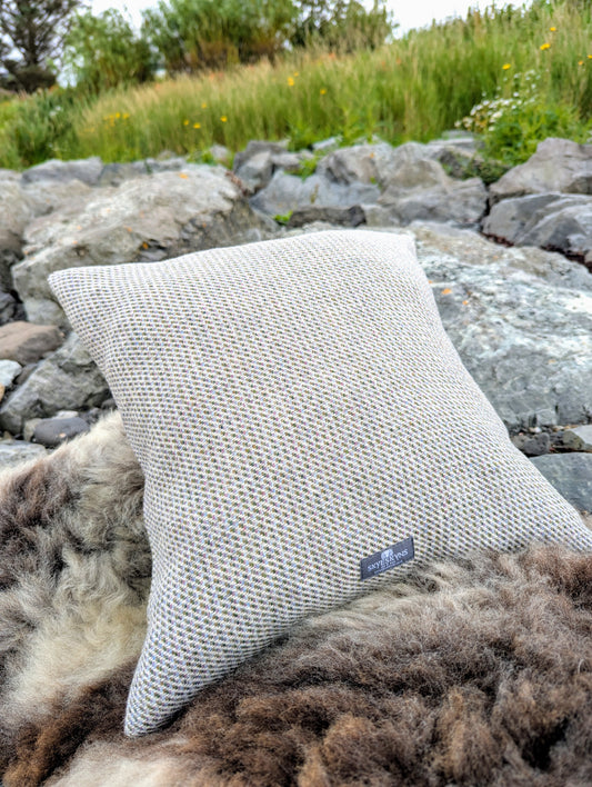Skye Tweed Square Cushion in Grey