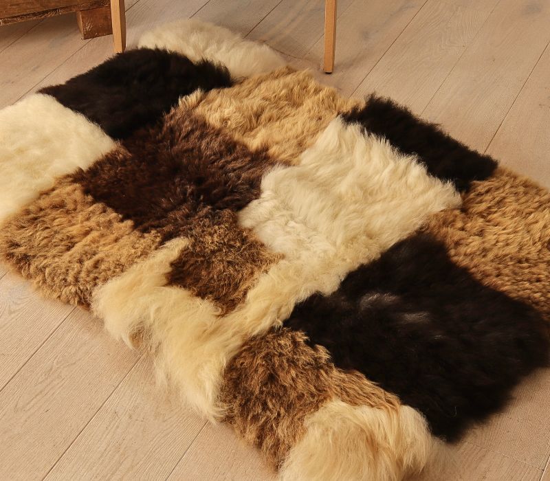Mosaic Chequerboard Rug in Shetland Sheepskin