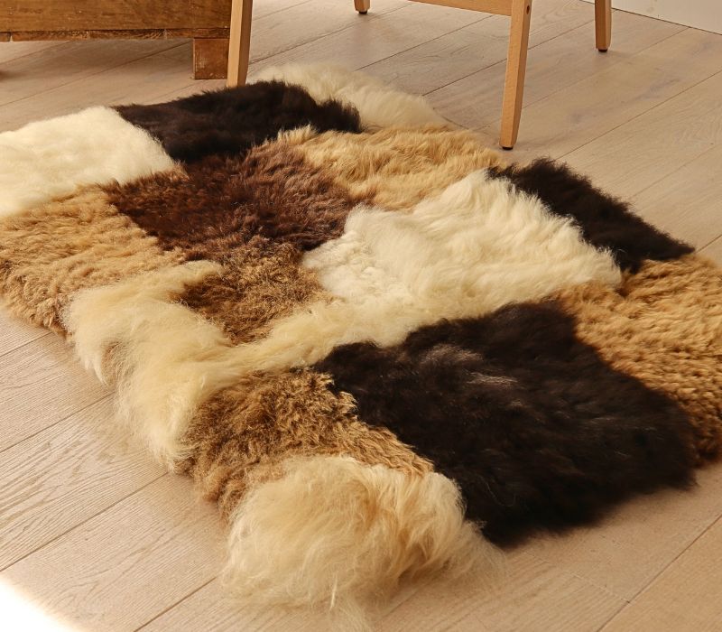 Mosaic Chequerboard Rug in Shetland Sheepskin