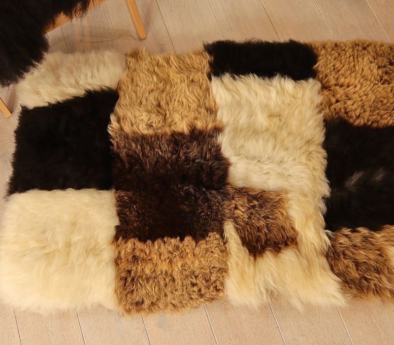 Mosaic Chequerboard Rug in Shetland Sheepskin