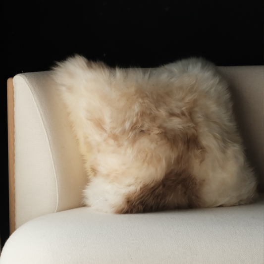 Square Sheepskin Cushion in Cappuccino