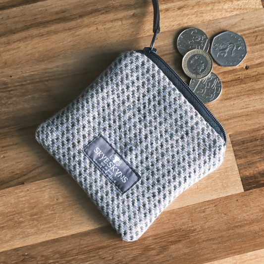 SKYE TWEED SMALL COIN PURSE IN GREY