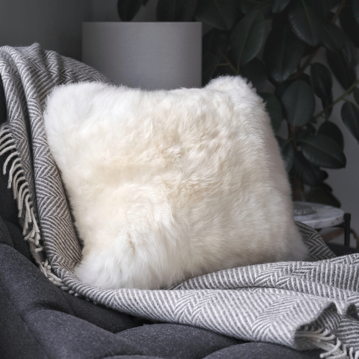 SHEEPSKIN SQUARE CUSHION (CHOICE OF SHEEPSKIN COLOURS)