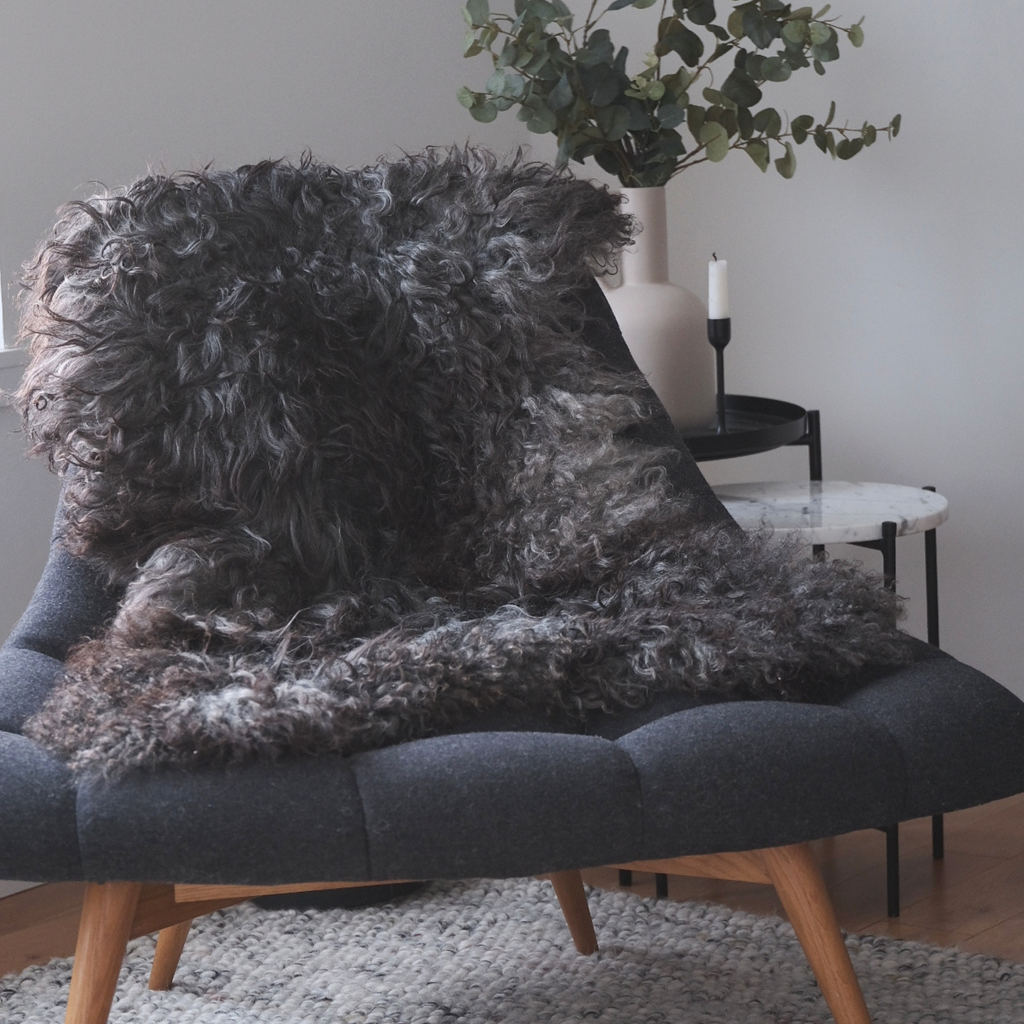 Dark Norse XL Sheepskin Rug / Throw