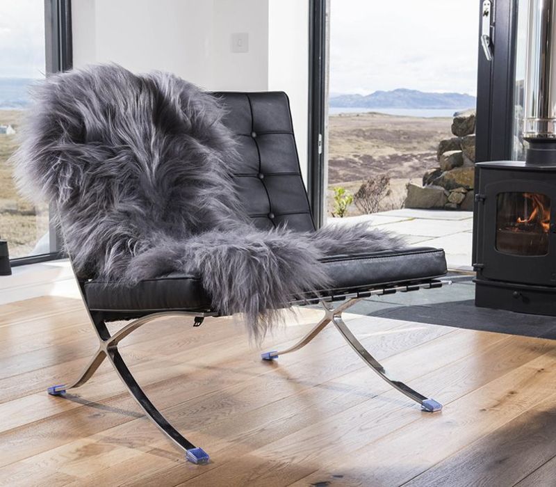 Icelandic Grey (Dyed) Sheepskin Rug / Throw 110x80cms